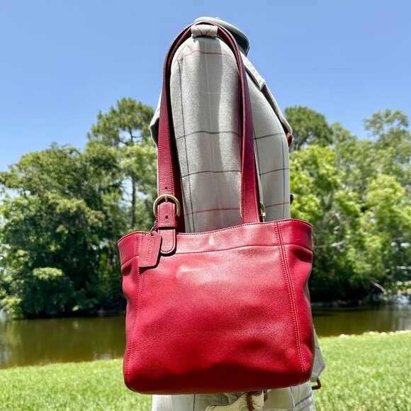 Coach Vintage Soho Waverly Buckle Bag 1999 Dominican Republic Brass & Red 4157 - Picture 1 of 16